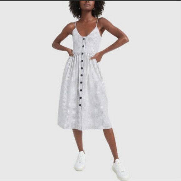 ATM Anthony Thomas Melillo Dresses & Skirts - ATM Anthony Thomas Melillo Striped Button Front Linen Midi Dress Size L EUC